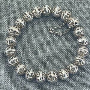 Silpada Detailed Filigree Sterling Silver Bead Hemisphere Bracelet B2905